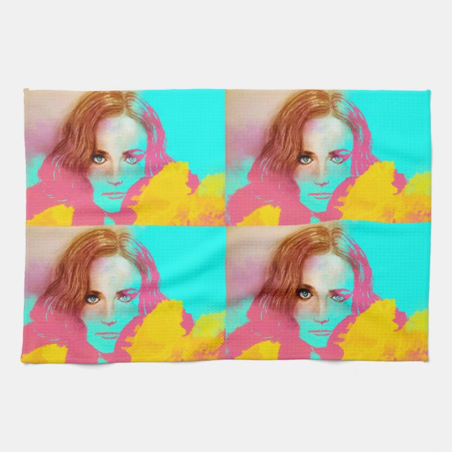 Colourful illustrated kitchen towel - Intense (Horizontal)