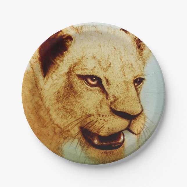 Colourful illustrated paper plate - Lion (Front)