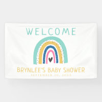 Colourful Illustrated Pastel Rainbow Baby Shower