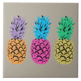 Colourful illustrated Pineapples Tile