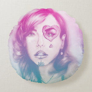 Colourful illustrated round pillow - Rainbow