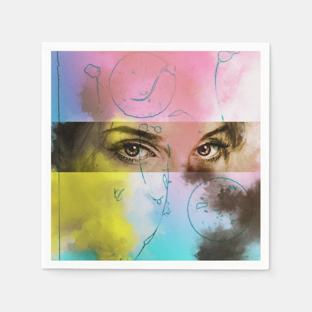 Colourful illustrated set of napkins - Stare (Front)