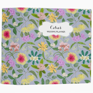 Colourful Illustrated Tropical Flowers Pattern Binder