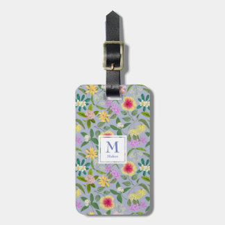 Colourful Illustrated Tropical Flowers Pattern Luggage Tag