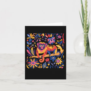Colourful Illustration Of A Monkey Surrounded  Card