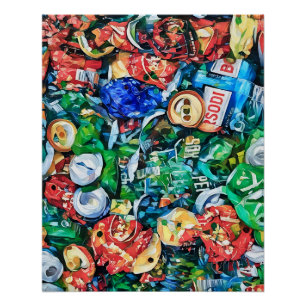 Colourful Illustration of Crushed Aluminum Soda Poster