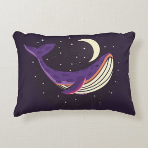 Colourful illustration portrait of cute whale in s accent pillow
