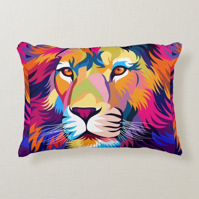 colourful illustrations, a lion, simple design - v accent pillow (Front)