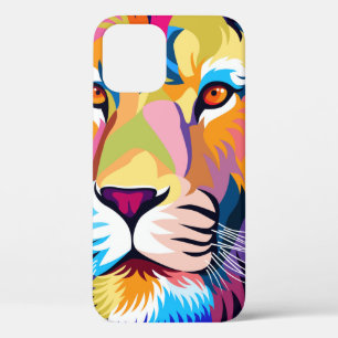 colourful illustrations, a lion, simple design - v iPhone 12 case