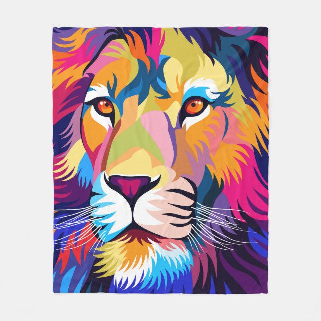 colourful illustrations, a lion, simple design - v fleece blanket (Front)