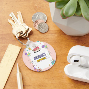 Colourful Illustrative Birthday Party Keychain