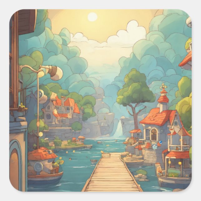 Colourful image square sticker (Front)