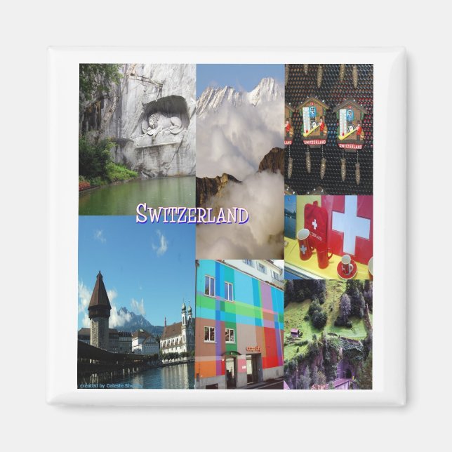 Colourful Images of Switzerland by Celeste Sheffey Magnet (Front)