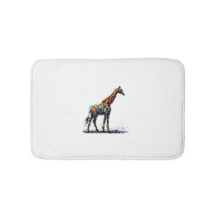 Colourful Impressionism Style Animal Lover Giraffe Bath Mat