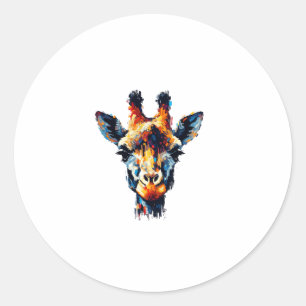 Colourful Impressionism Style Animal Lover Giraffe Classic Round Sticker