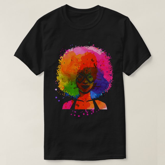 Colourful In Melanin Afro Queen T-Shirt (Design Front)
