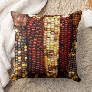 Colourful Indian Corn Kernels Photo Throw Pillow