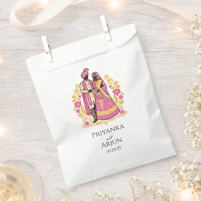 Colourful Indian Couple Favour Bag (Clipped)