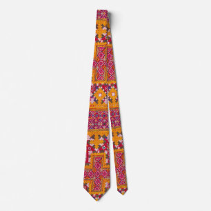 Colourful Indian Embroidery Print Tie