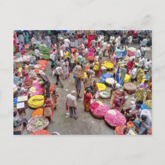 Colourful Indian Flower Market in Bangalore India Postcard