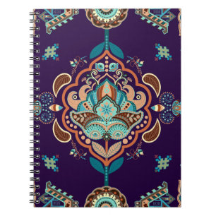 Colourful Indian Ornament, Geometric Border. Notebook