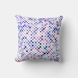 Colourful, Indigo, Purple & Blue Dots Throw Pillow
