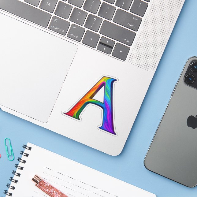 Colourful Initial Alphabet Letter A  (Laptop w/ iPhone)