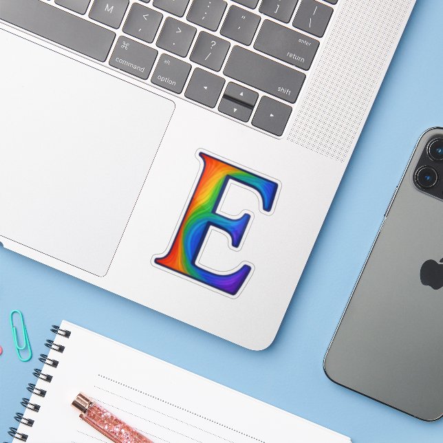 Colourful Initial Alphabet Letter E (Laptop w/ iPhone)