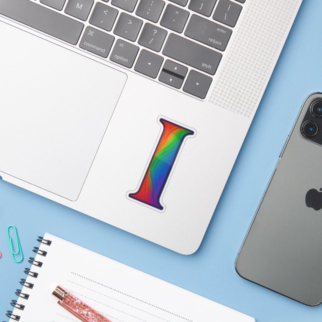 Colourful Initial Alphabet Letter I (Laptop w/ iPhone)