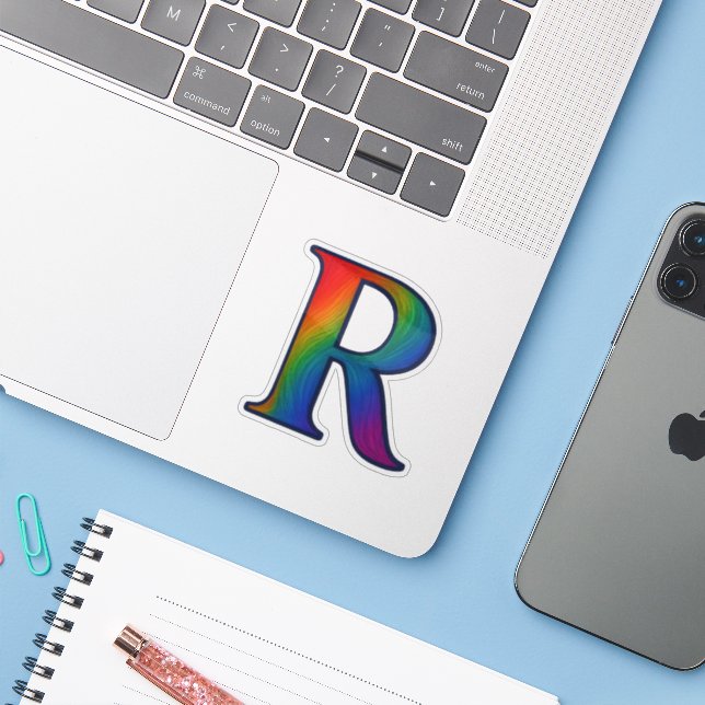 Colourful Initial Alphabet Letter R (Laptop w/ iPhone)
