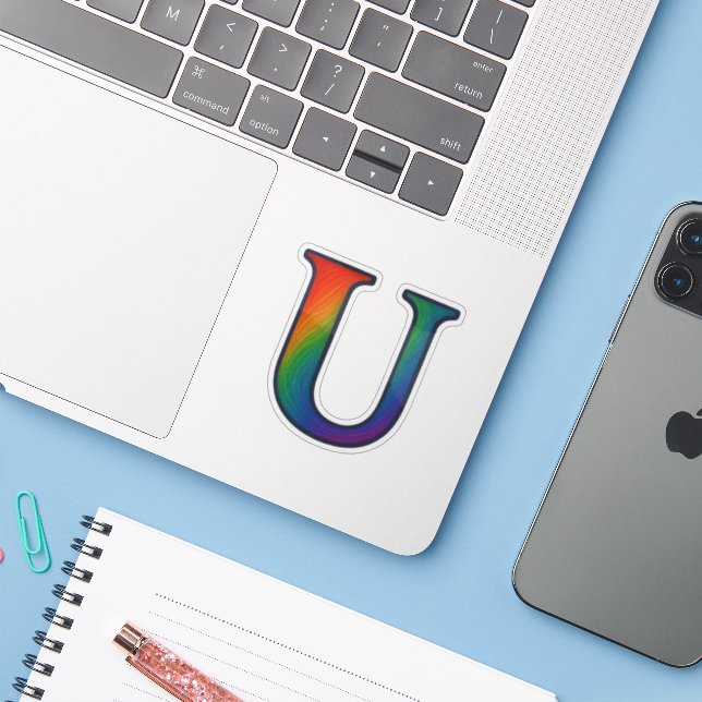 Colourful Initial Alphabet Letter U (Laptop w/ iPhone)