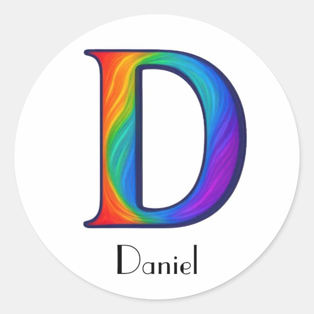 Colourful Initial Letter D Sticker (Front)