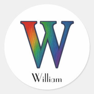 Colourful Initial Letter W Sticker