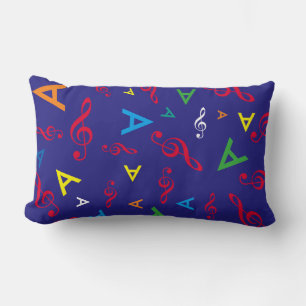 colourful initials & music notes personalized lumbar pillow