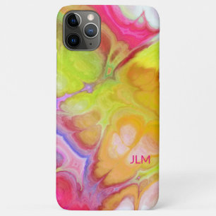 Colourful Ink Modern Abstract Pattern with Monogra iPhone 11 Pro Max Case