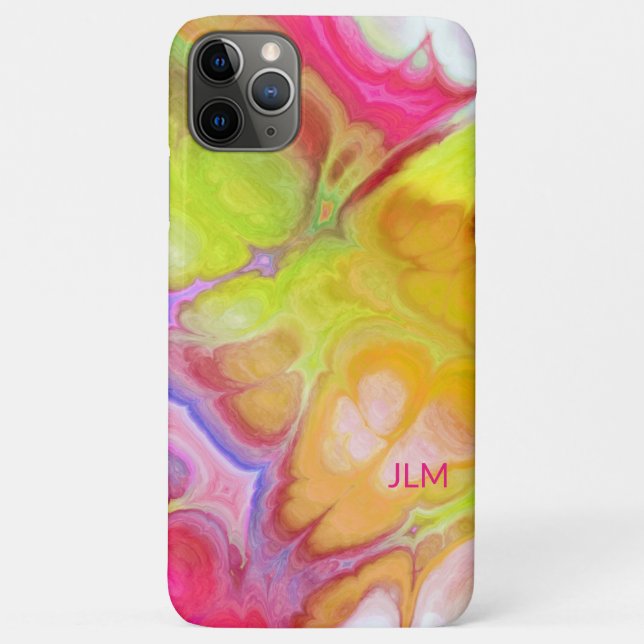 Colourful Ink Modern Abstract Pattern with Monogra Case-Mate iPhone Case (Back)