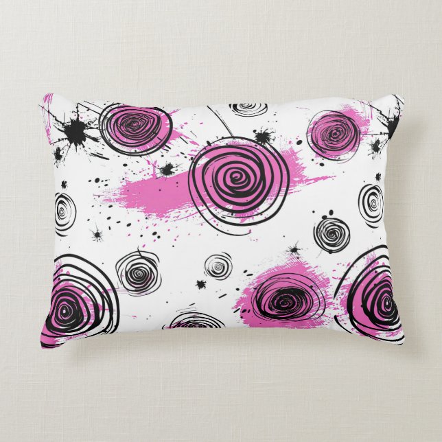 Colourful Inky Petals Patterns Accent Pillow (Front)