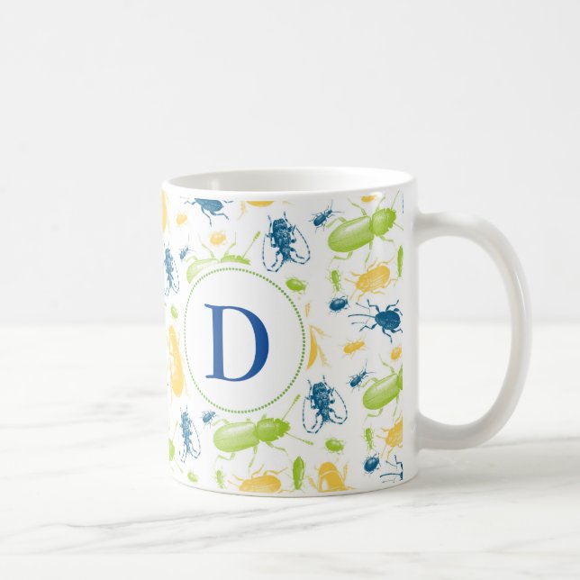 Colourful insect bug nature monogram mug (Right)