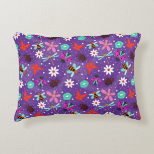 🌸 Colourful Insects Floral Cozy Home Style 🌸 Accent Pillow