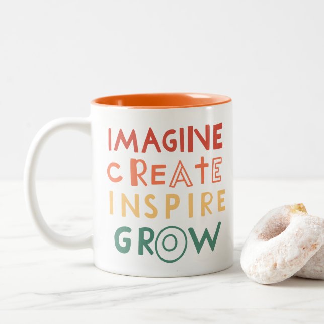 Colourful Inspirational Creativity Artist Mug (With Donut)
