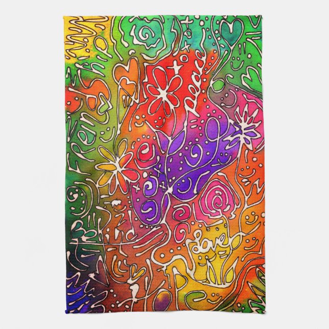 Colourful Inspirational Friendship Words Kitchen Towel (Vertical)