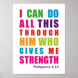 Colourful Inspirational Philippians 4:13 Posters