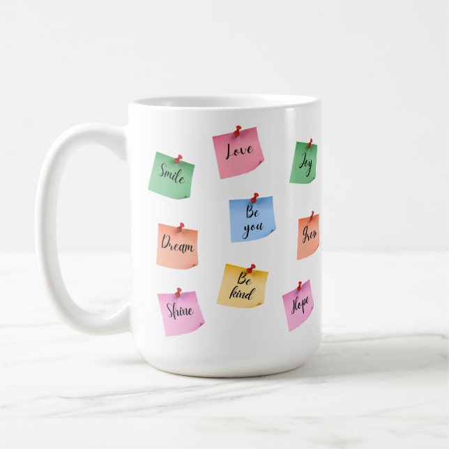 Colourful Inspirational Sticky Notes Coffee Mug (Left)