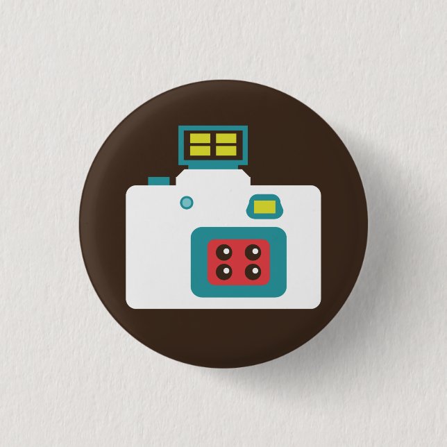 Colourful Instant Camera (White / Blue) Flair 1 Inch Round Button (Front)
