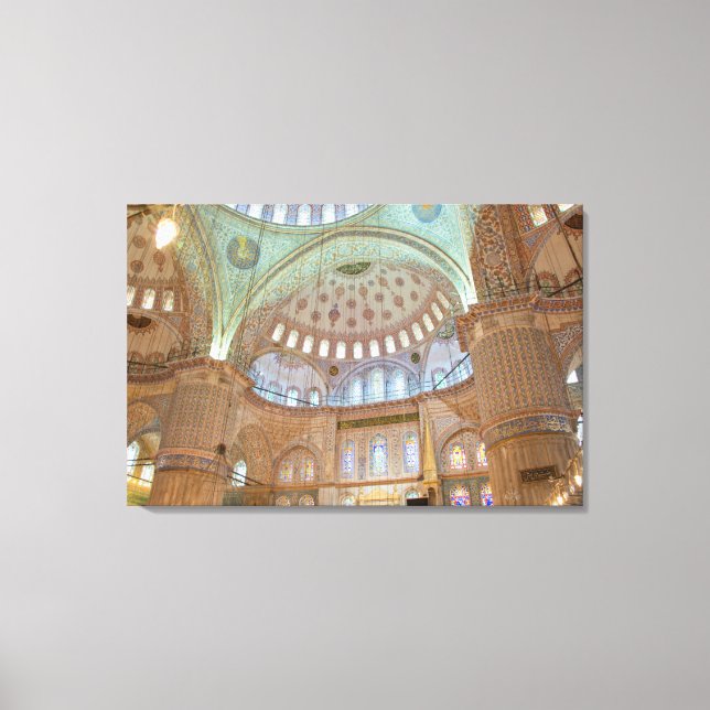 Colourful interior domed ceiling of Blue Mosque Canvas Print (Front)