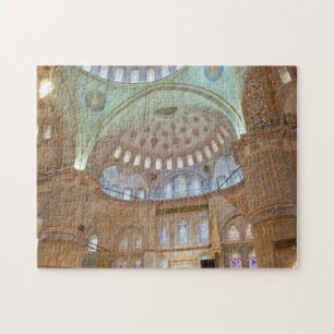 Colourful interior domed ceiling of Blue Mosque Jigsaw Puzzle