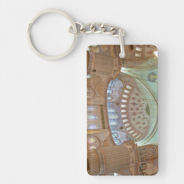 Colourful interior domed ceiling of Blue Mosque Keychain (Front)