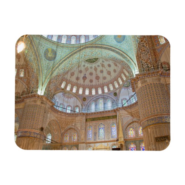 Colourful interior domed ceiling of Blue Mosque Magnet (Horizontal)