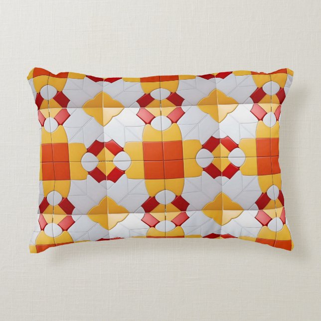 Colourful Interlocking Tiles in Abstract Geometric Accent Pillow (Front)