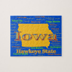 Colourful Iowa State Pride Map Silhouette Jigsaw Puzzle